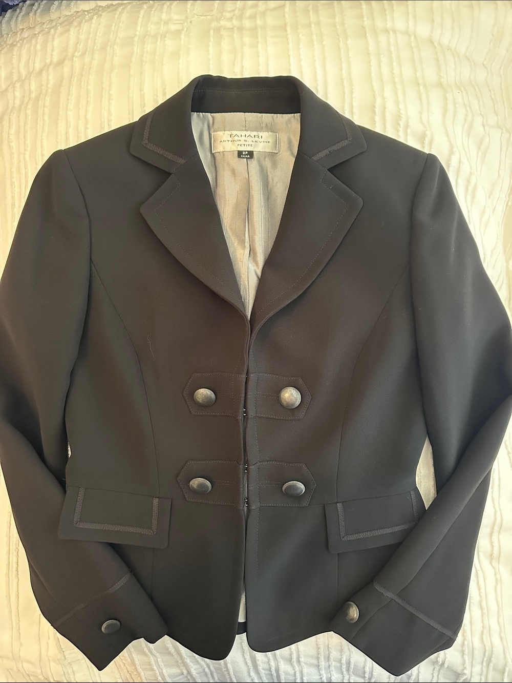 Tahari Black Double-Button Tailored  Blazer